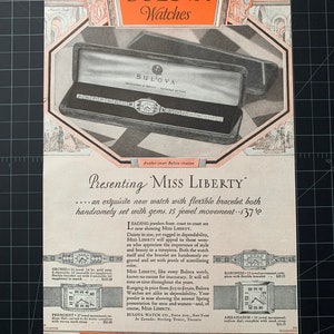 Vintage 1926 bulova watches print advertisement
