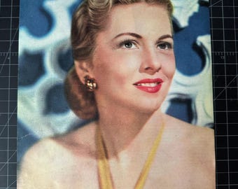 Ritratto di Joan Fontaine da rivista vintage degli anni '40