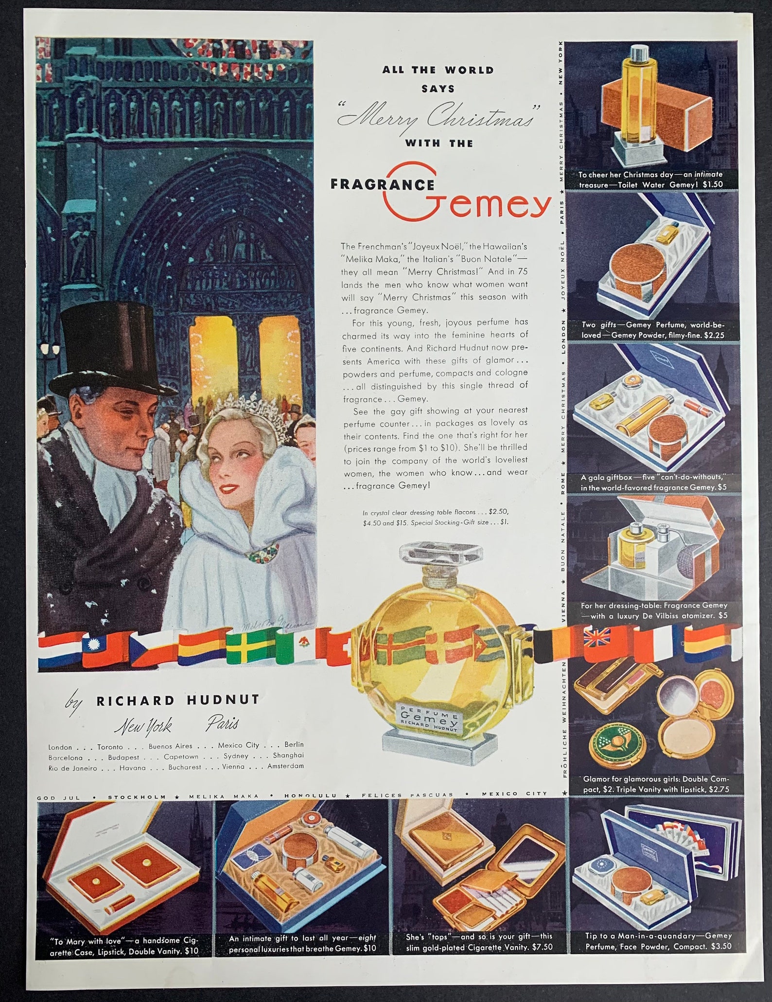 Vintage 1936 Richard Hudnut Gemey Fragrance Christmas Print Ad Etsy UK