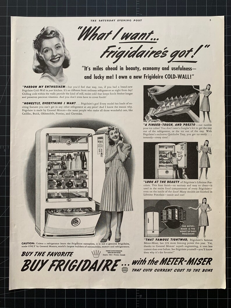 Vintage 1941 frigidaire refrigerator print ad image 1