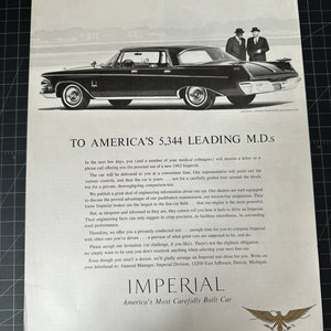 Vintage 1962 Chrysler Imperial Print advertisement