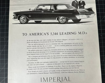 Vintage 1962 Chrysler Imperial Print Ad