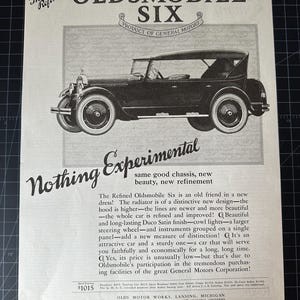 Vintage 1924 Oldsmobile Six Automobile Print Ad