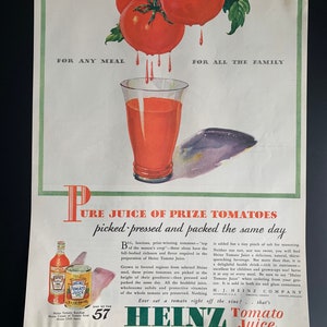 Vintage 1932 Heinz Tomato Juice Print advertisement
