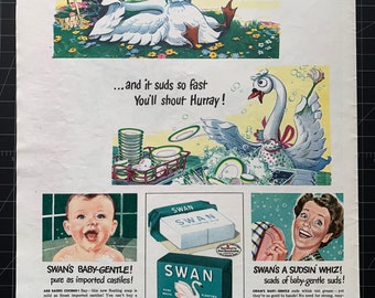 Vintage 1945 Swan Soap Original Advertisement