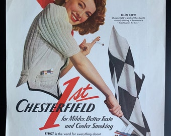 Vintage 1941 Chesterfield Cigarettes Original Print Ad - Ellen Drew