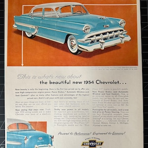 Vintage 1954 Chevrolet Bel-Air Print advertisement retro gift decor