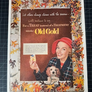Vintage 1950s old gold cigarettes print advertisement