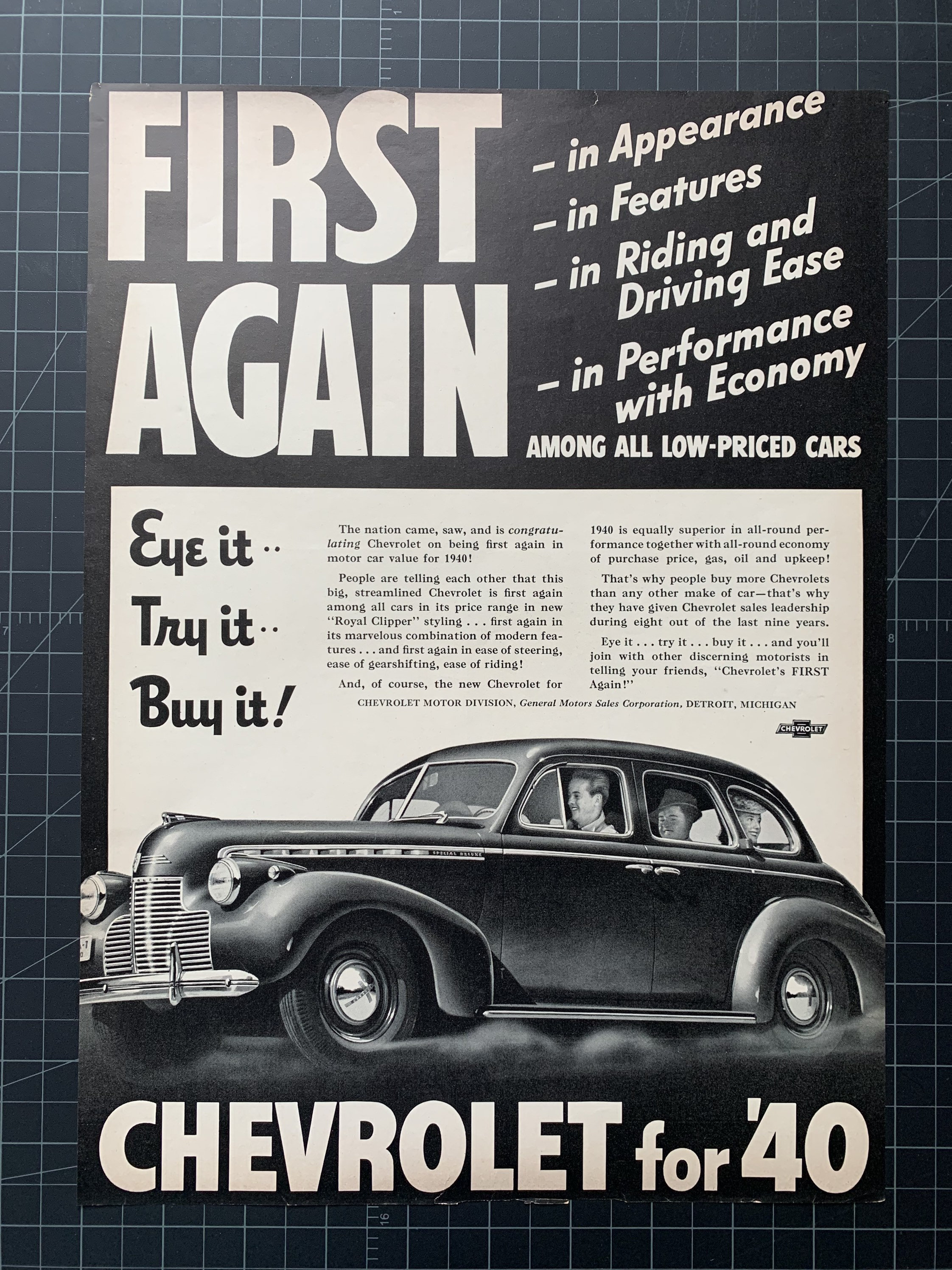 1940年代 Chevrolet広告ポスター Vintage 1940 Chevrolet Original Print Ad - Etsy
