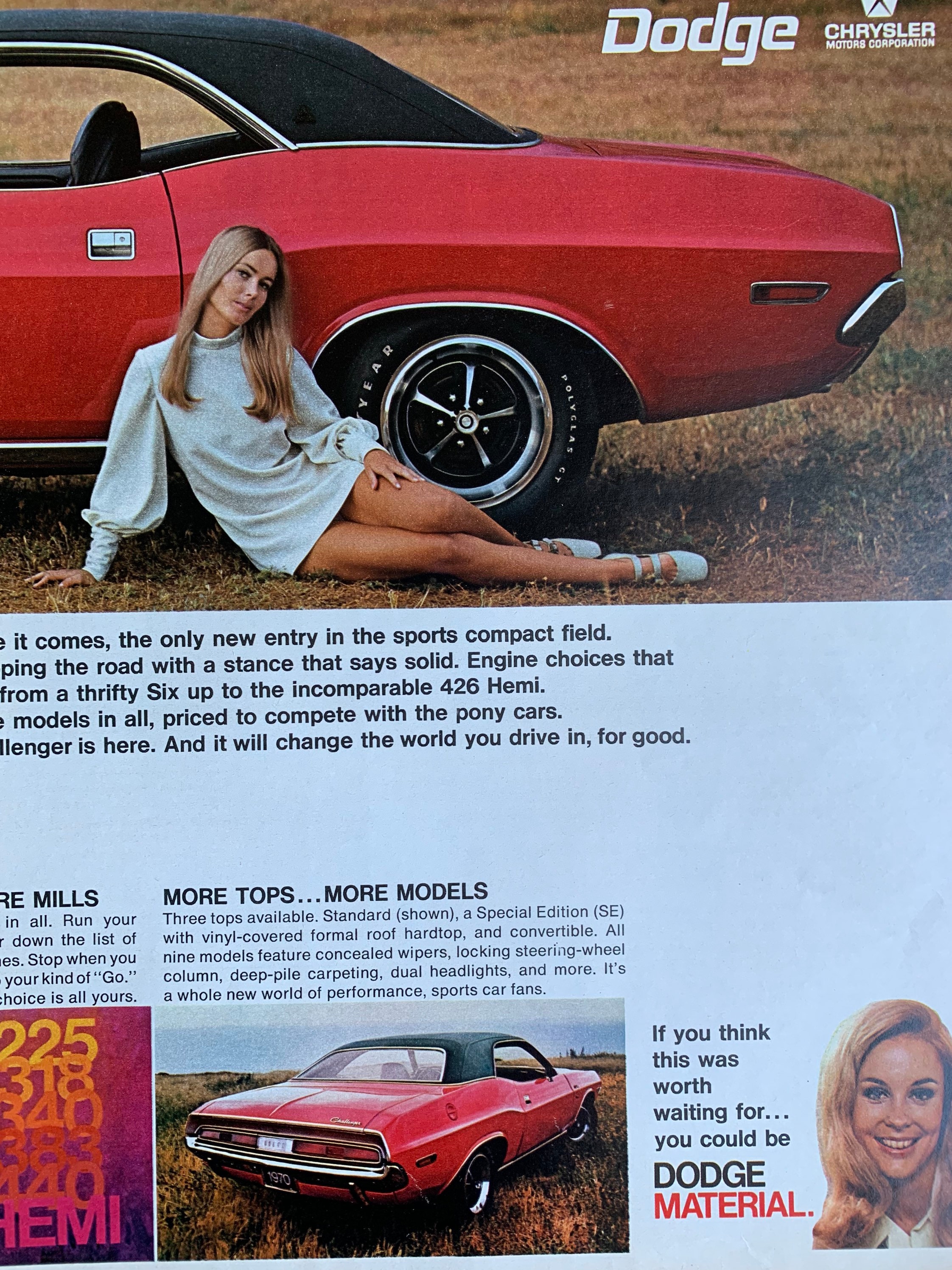 1970 Dodge Challenger Promotional Advertising Poster 