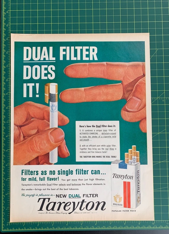 Vintage 1960s Tareyton Cigarettes Original Print Ad