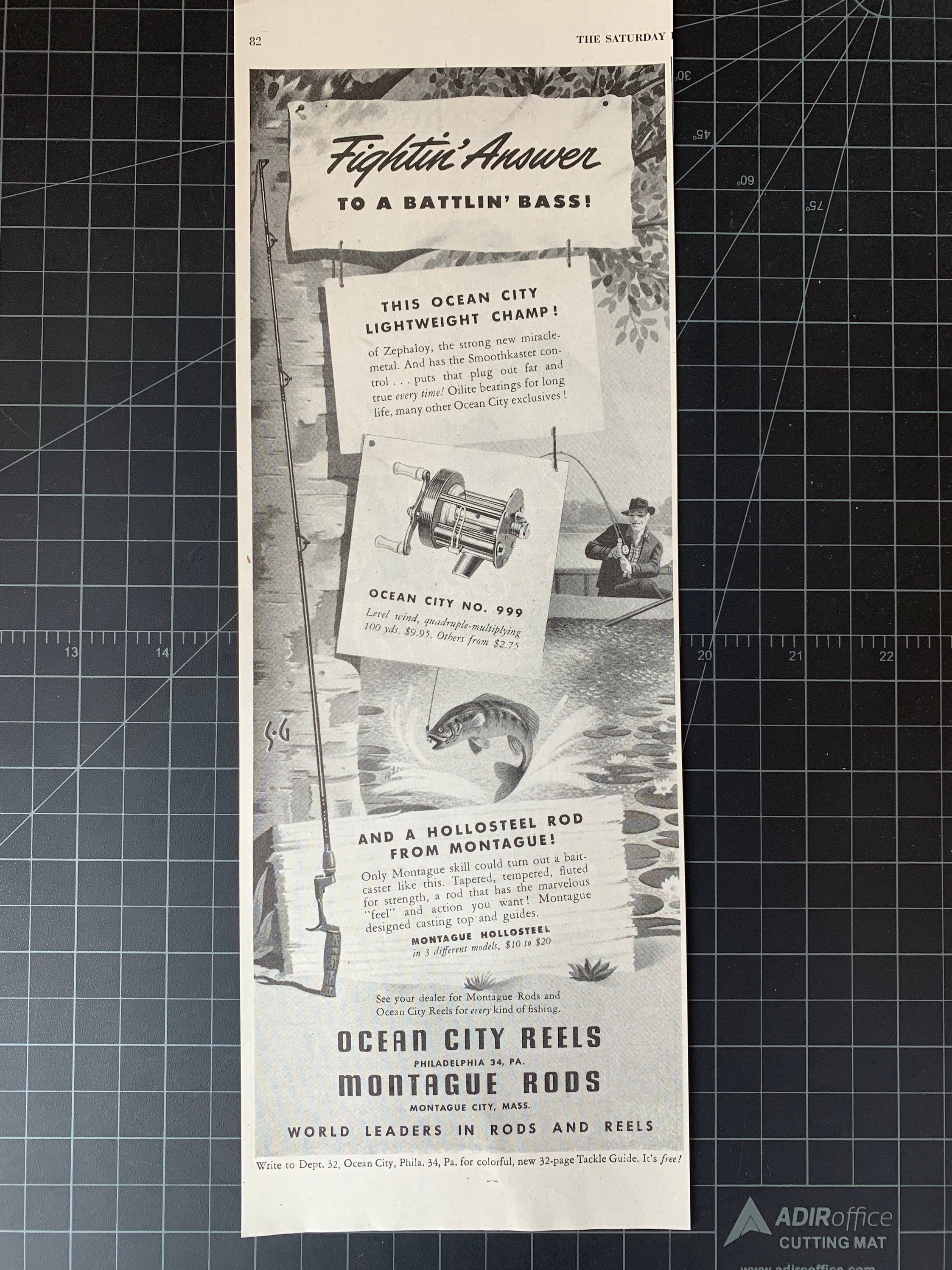 Vintage 1948 Ocean City Fishing Rods Montague Reels Print Ad 