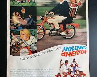 Vintage 1966 harley-davidson motorcycle print ad