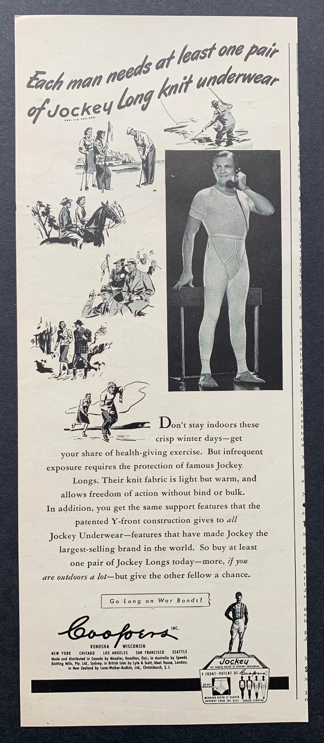 Vintage 1940s Jockey Underwear Ad 