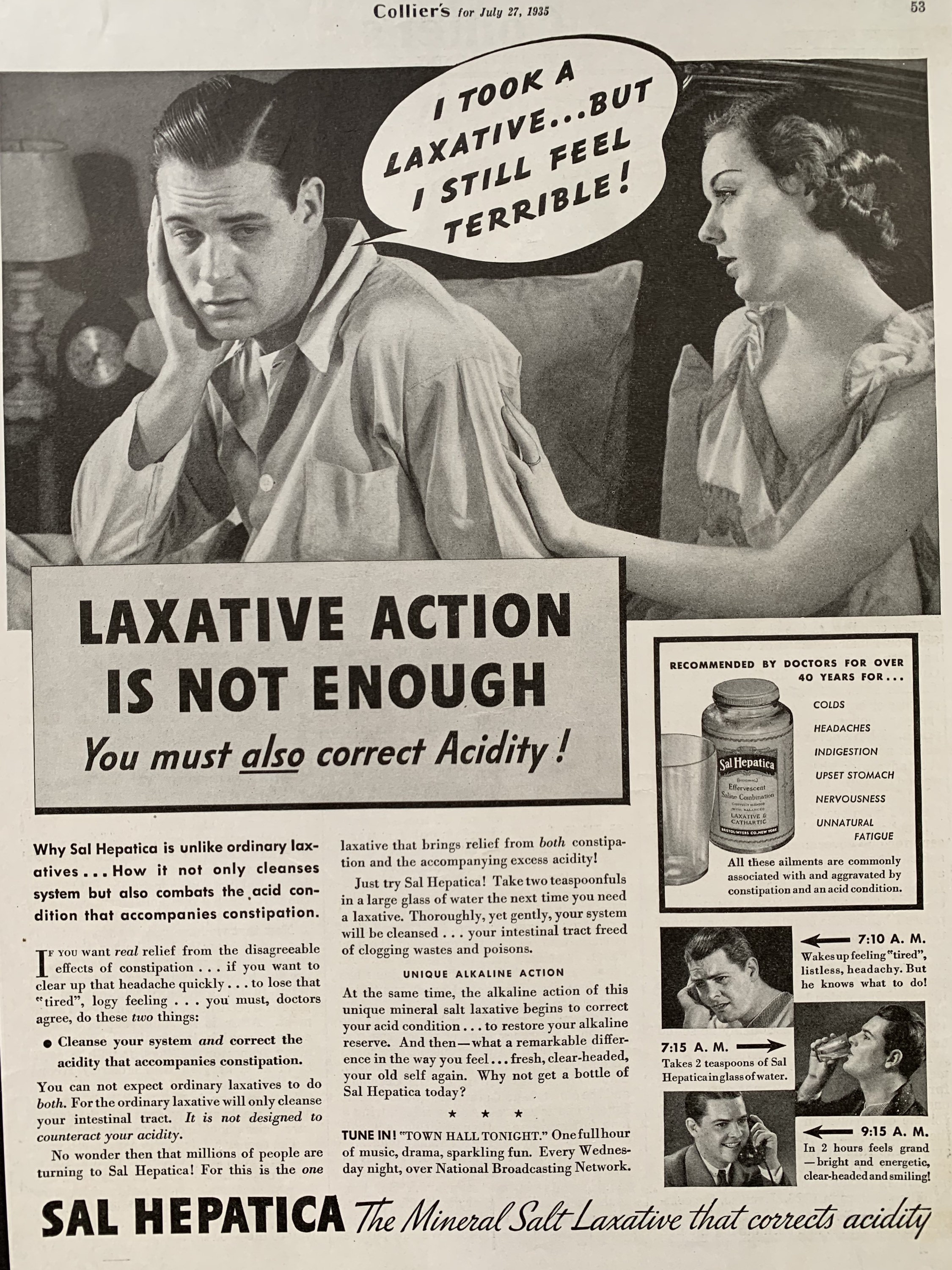 Vintage 1937 Sal Hepatica Laxative Ad Art & Collectibles Advertisements ...