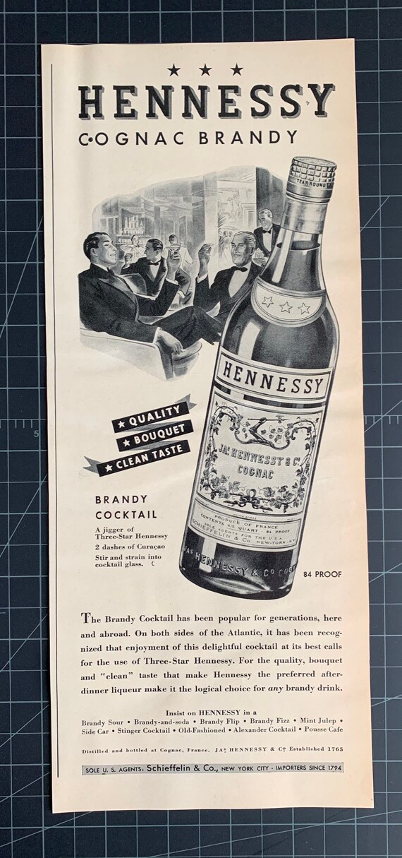 Vintage 1938 Hennessy Cognac Brandy Print Ad Etsy
