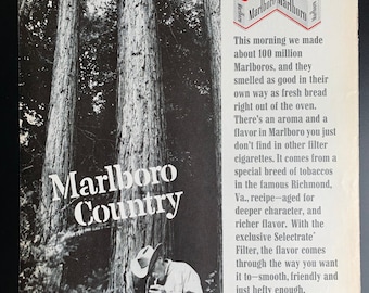 Vintage 1960s Marlboro Cigarettes Original Advertisement