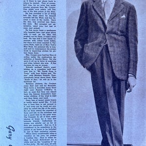 Vintage 1937 Gary Cooper Magazine Portrait