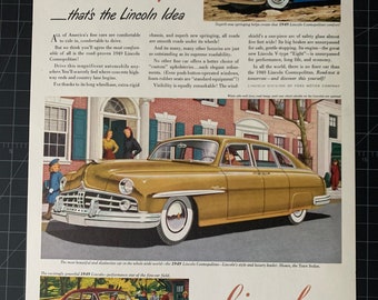 Vintage 1949 Lincoln Print Ad