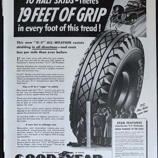 Vintage 1941 Goodyear Tires Ad