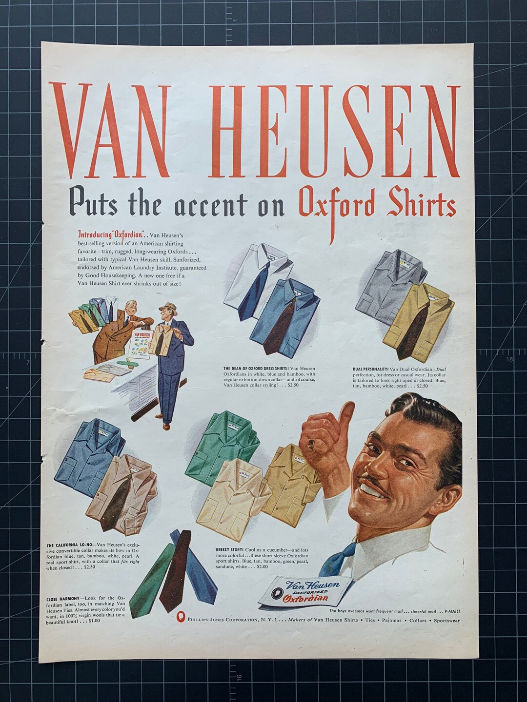 Vintage 1942 Van Heusen Shirts Print Advertisement - Etsy