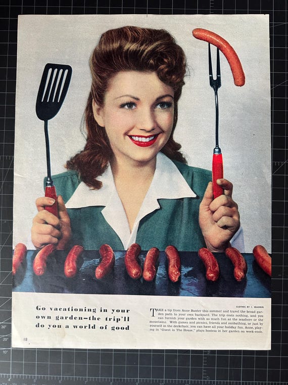 Vintage 1945 Anne Baxter Original Magazine Portrait Page - Etsy