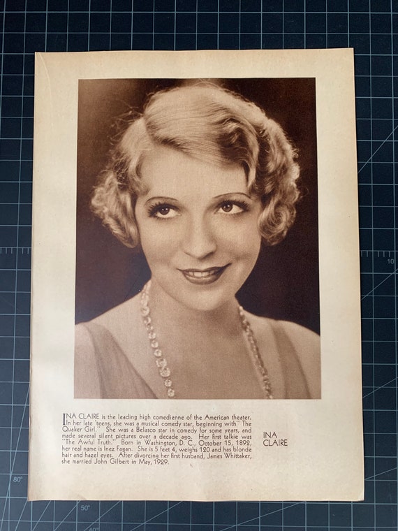 Vintage Ina Claire Photoplay Portrait Etsy