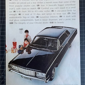 Vintage 1960s chrysler new yorker 2-door hardtop print advertisement