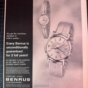 Vintage 1950s Benrus Watches Print Ad