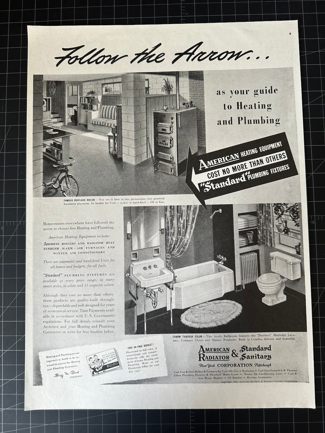 Vintage 1940s Americanstandard Plumbing Fixtures Print Advertisement
