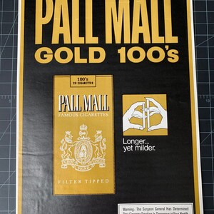 Vintage 1974 pall mall cigarettes print advertisement
