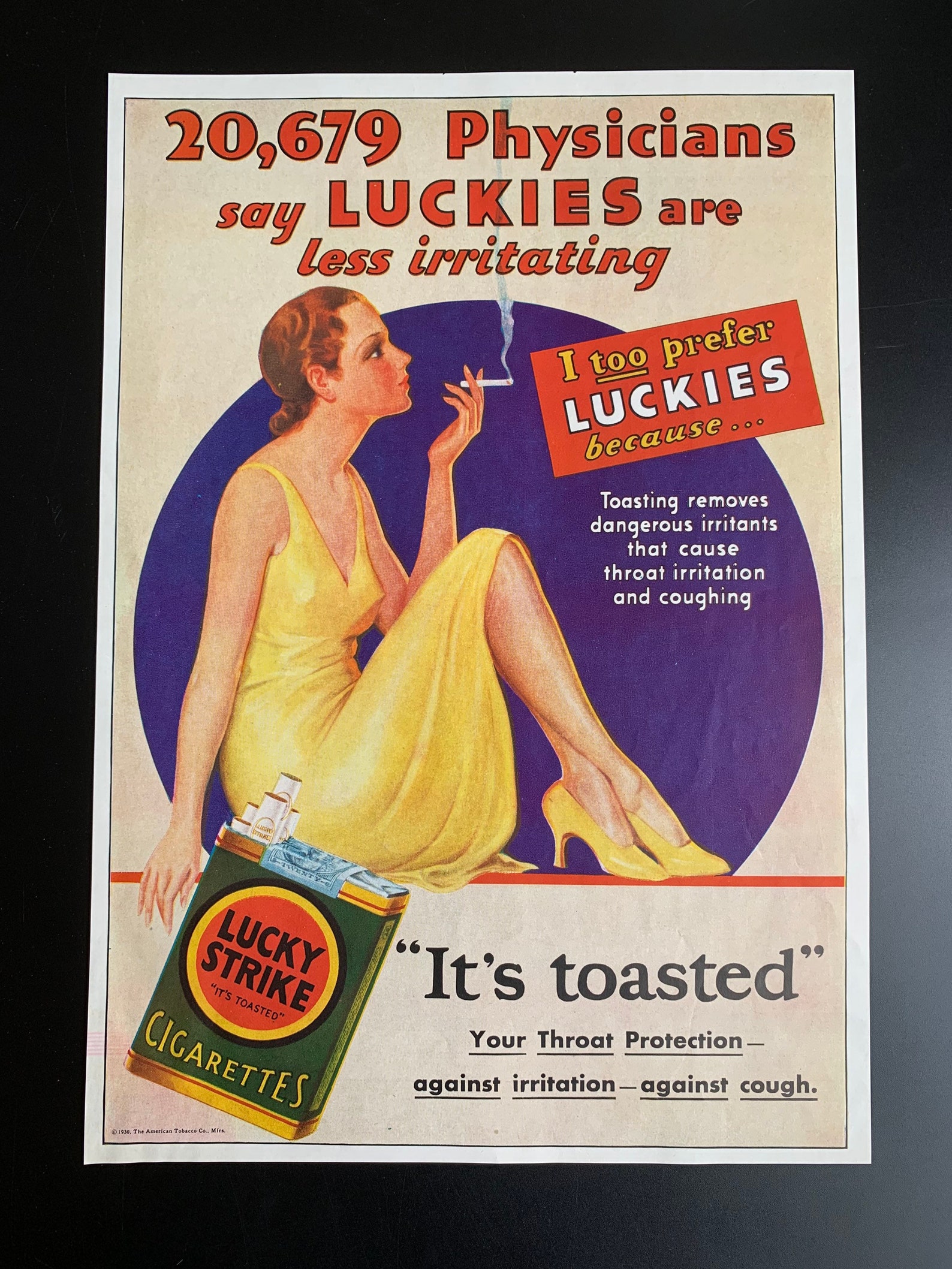 Vintage 1930 Lucky Strike Cigarettes Print Ad | Etsy