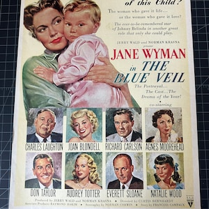 Vintage 1951 “The Blue Veil” Film Print Ad - Jane Wymanvintage
