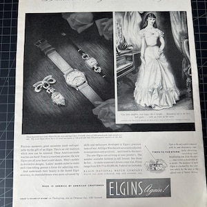 Vintage 1950s Elgin Watches Print Ad
