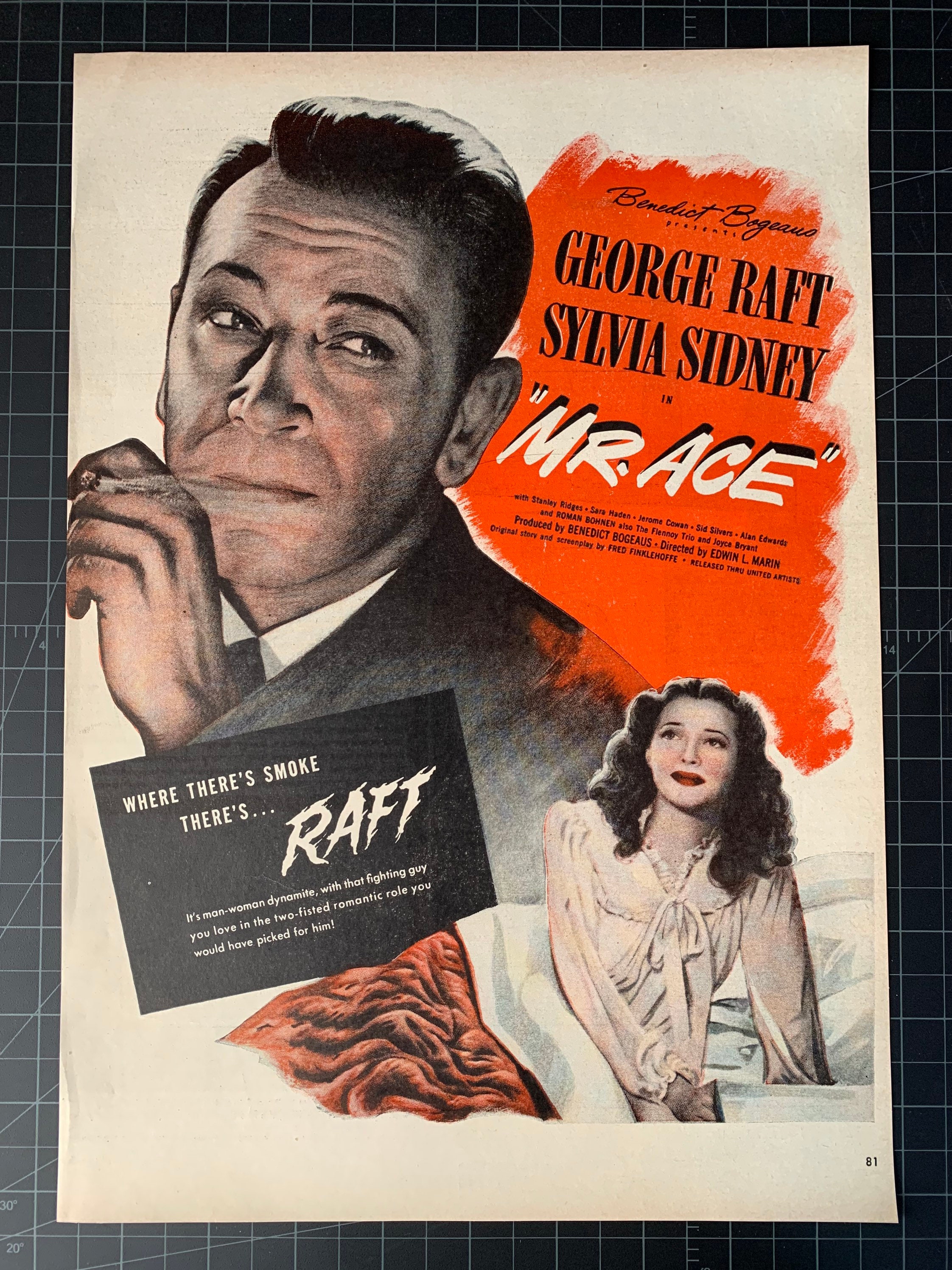 Vintage 1946 “mr. Ace” Film Print Ad - George Raft - Sylvia Sidney - Etsy