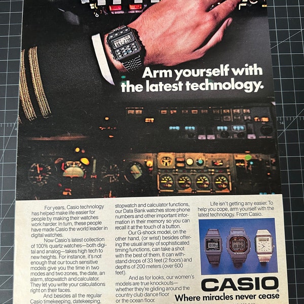 Vintage 1980s casio watches print ad