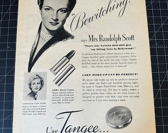 Vintage 1940s tangee lipstick print advertisement