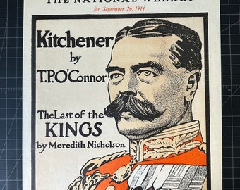 Rare ancienne couverture de magazine Collier's 1914, Première Guerre mondiale - COUVERTURE UNIQUEMENT
