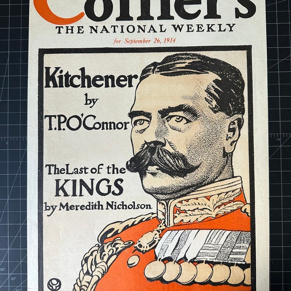 Rare Antique 1914 Collier’s Magazine Cover WWI - COVER ONLY