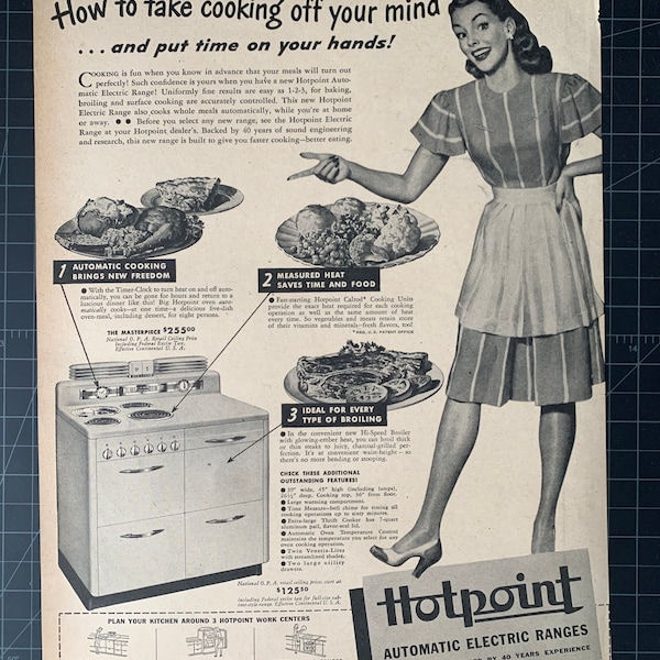 Vintage 1946 hotpoint electric range print ad