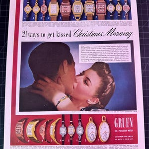 Vintage 1940 Gruen Watches Christmas Print Ad