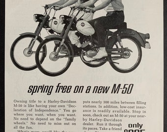 Vintage 1965 harley-davidson m-50 motorcycle print ad