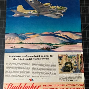 Vintage 1944 moteurs d&#39;avions Studebaker publicité imprimée