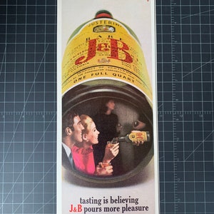 Vintage 1960s j&b whiskey print advertisement retro gift decor