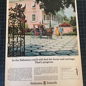 Vintage 1960s bahama islands travel print advertisement