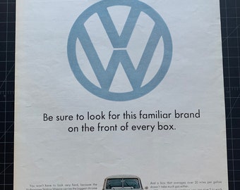 Vintage 1960s volkswagen van print ad