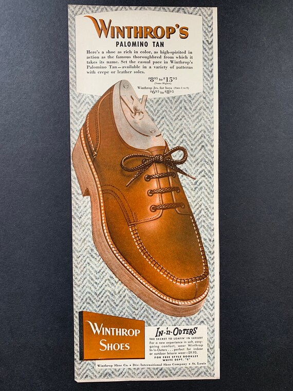 Vintage 1940s Winthrop Mens Shoes Ad - Etsy