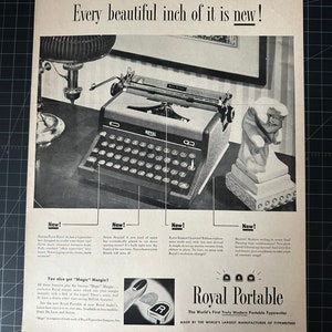 Vintage 1950s Royal Portable Typewriter Print advertisement