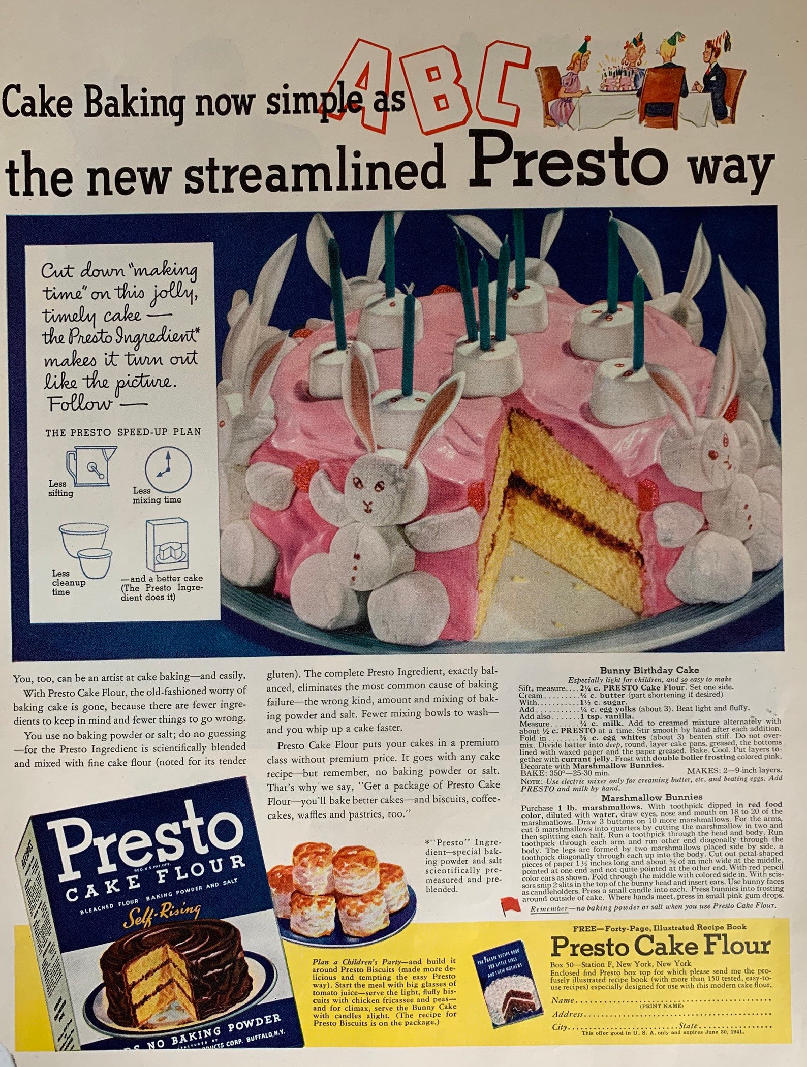 Vintage 1941 Presto Cake Flour Baking Ad WW2 Era Etsy