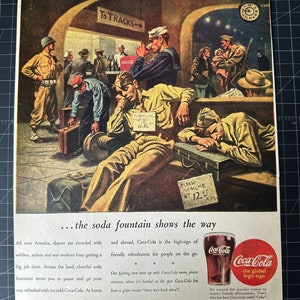 Vintage 1944 coca-cola wwii print advertisement